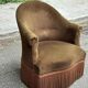Olive bronze velvet armchair from the 1940s.