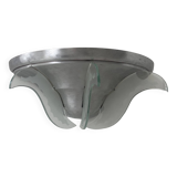 Vintage art deco wall light, brushed metal and glass, France 1930