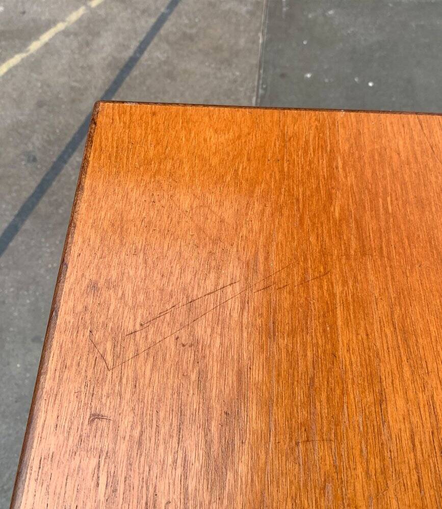 Teak mid-century table and Fanett chairs by Ilmari Tapiovaara for Asko, set of 5.