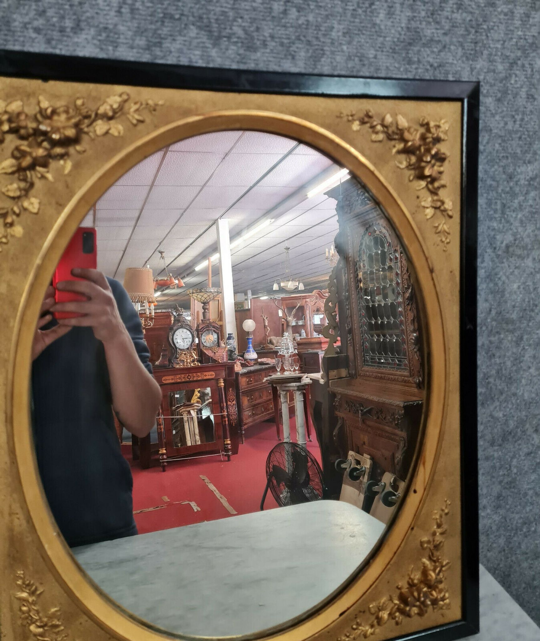Pair of mirrors in gilded and lacquered wood Napoleon III period around 1880-1900