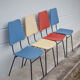 Lot de 4 chaises vintage en métal et assise en vinyle