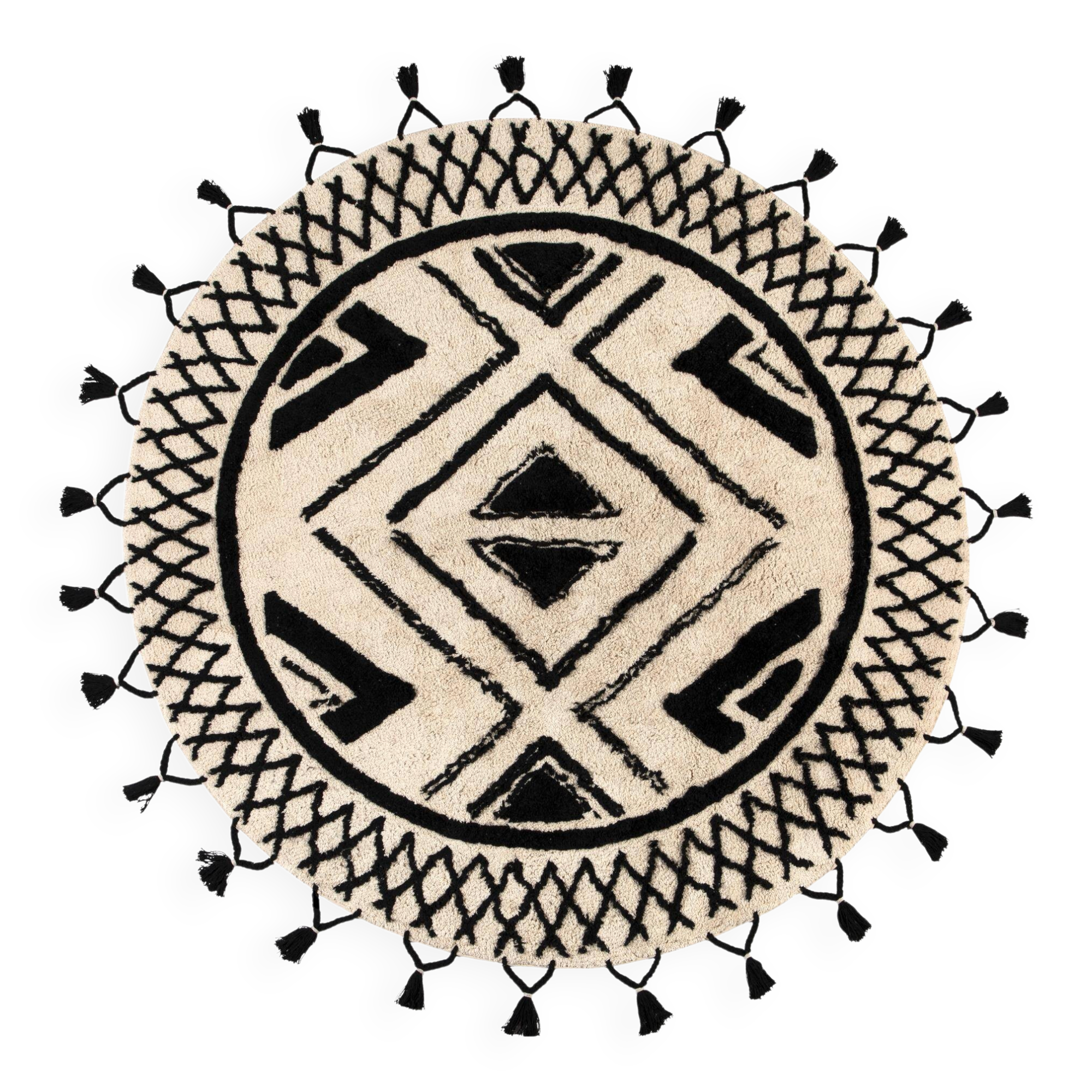 Round 160 cm cotton Berber rug