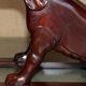 Pair of hardwood library steps with carved dogs, Regency style.
