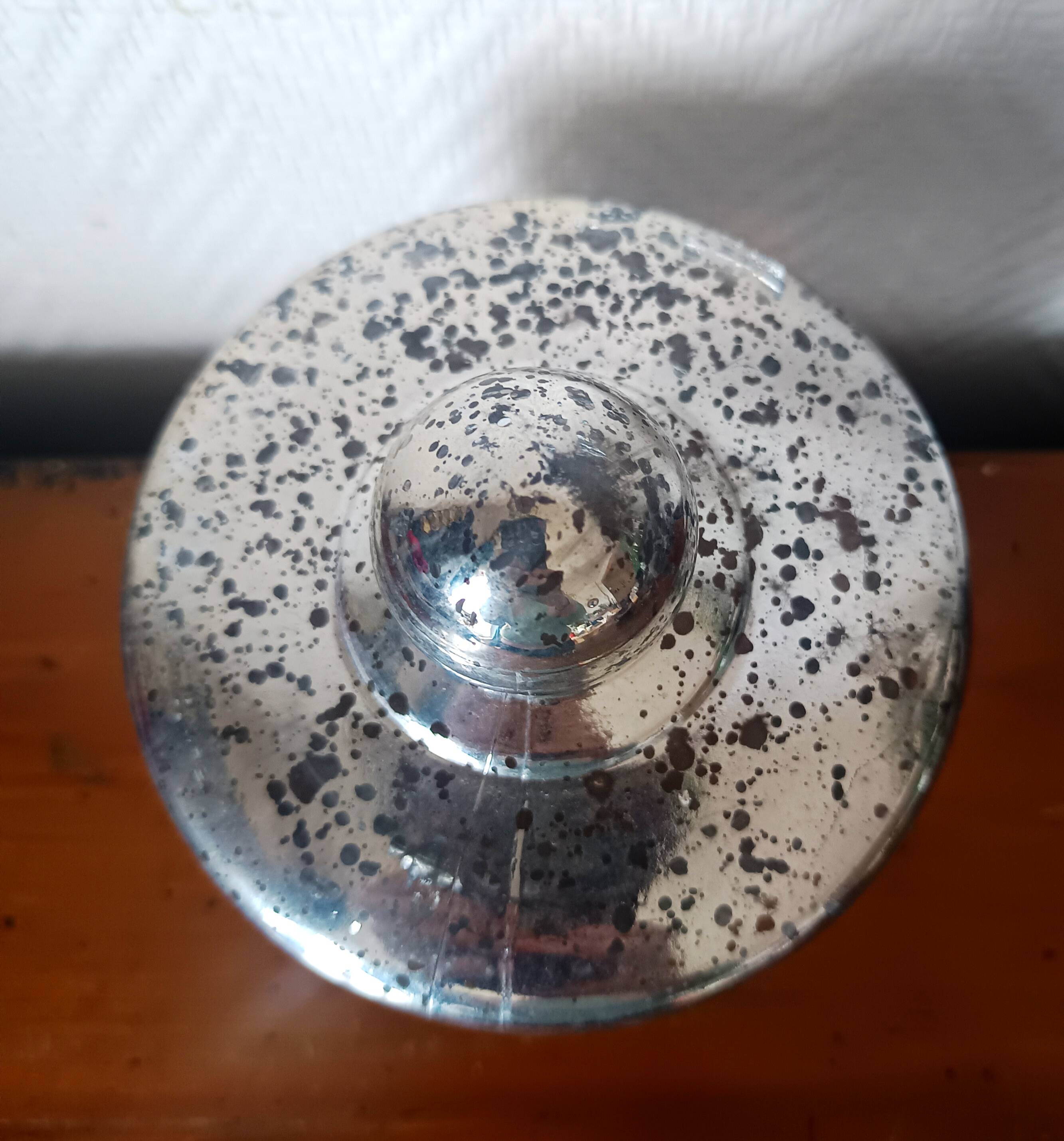 Vintage candy dish in reverse-painted glass