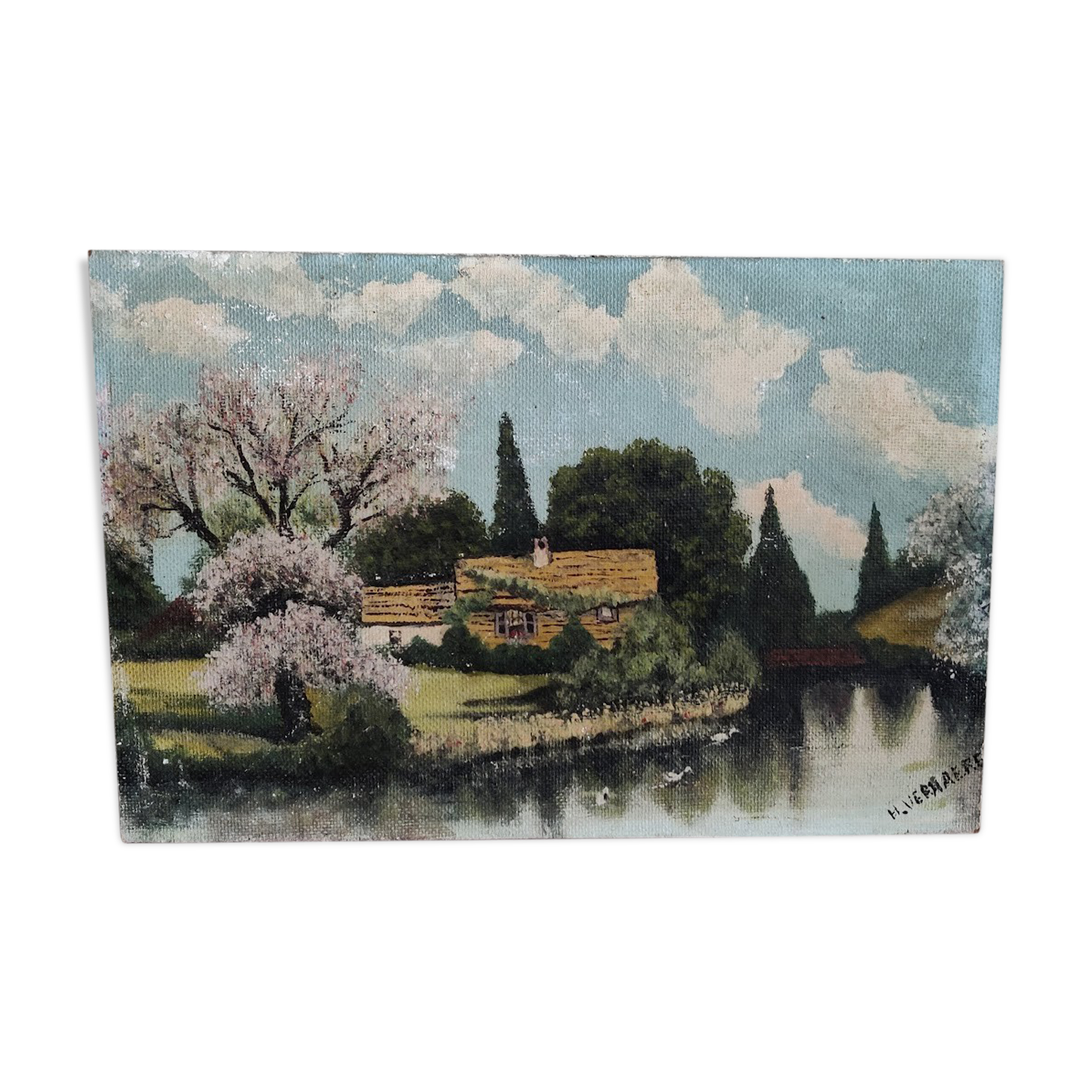 Painting on wood signed