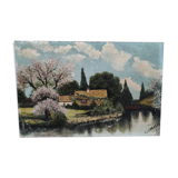 Painting on wood signed