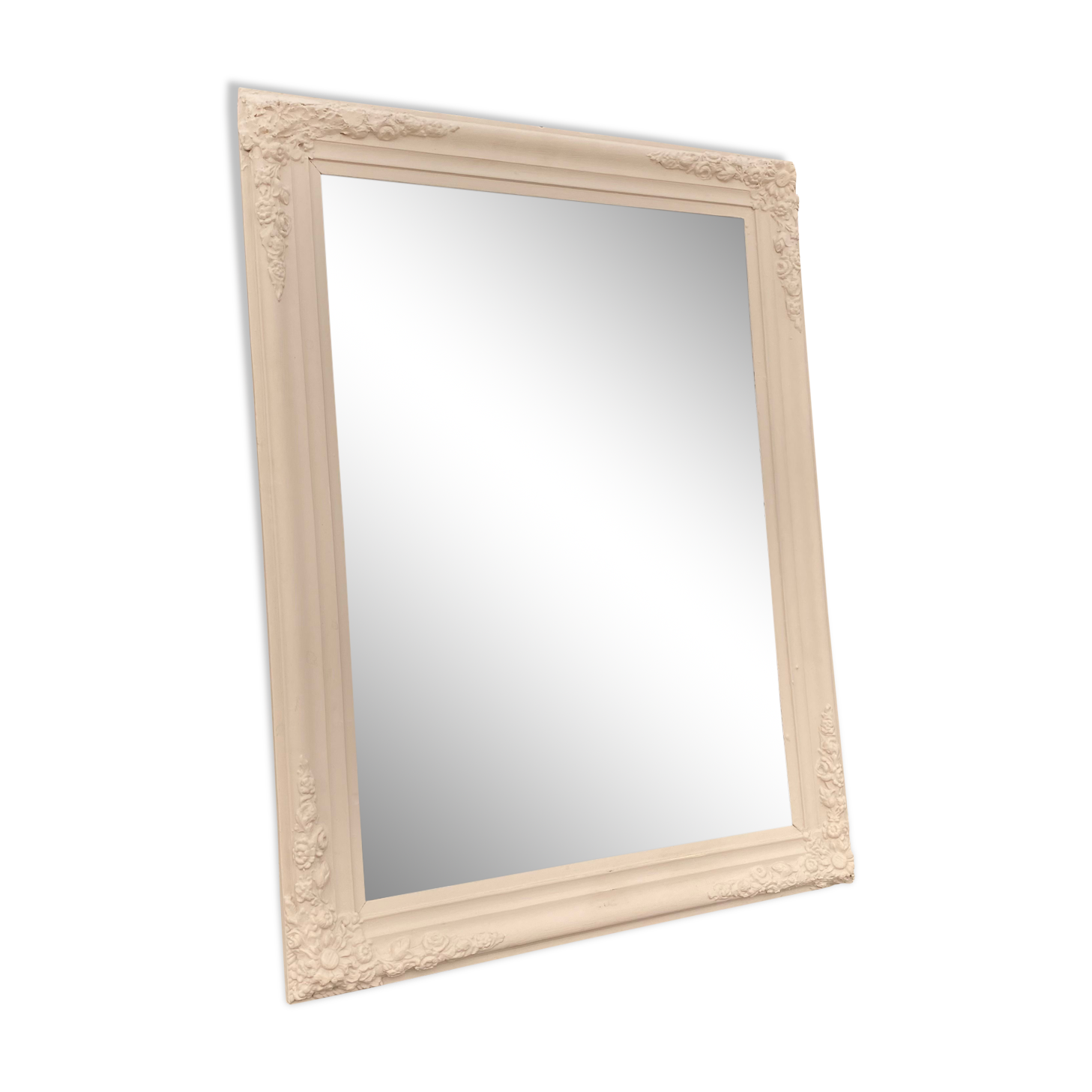 Carved sunflower matte beige mirror