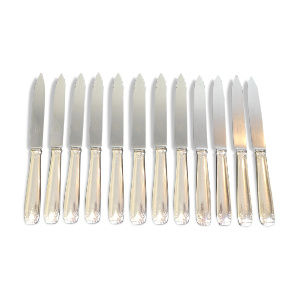 Set de 12 couteaux a dessert Boulenger en metal argenté lame inox