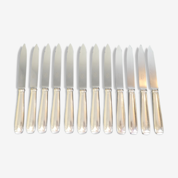 12 dessert knives Boulenger in silver metal stainless steel blade modele regence berry