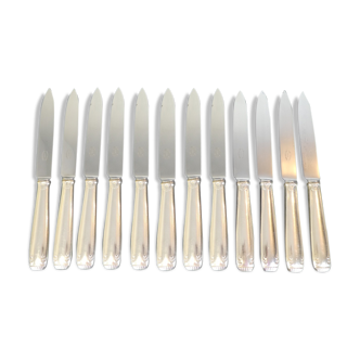 12 dessert knives Boulenger in silver metal stainless steel blade modele regence berry