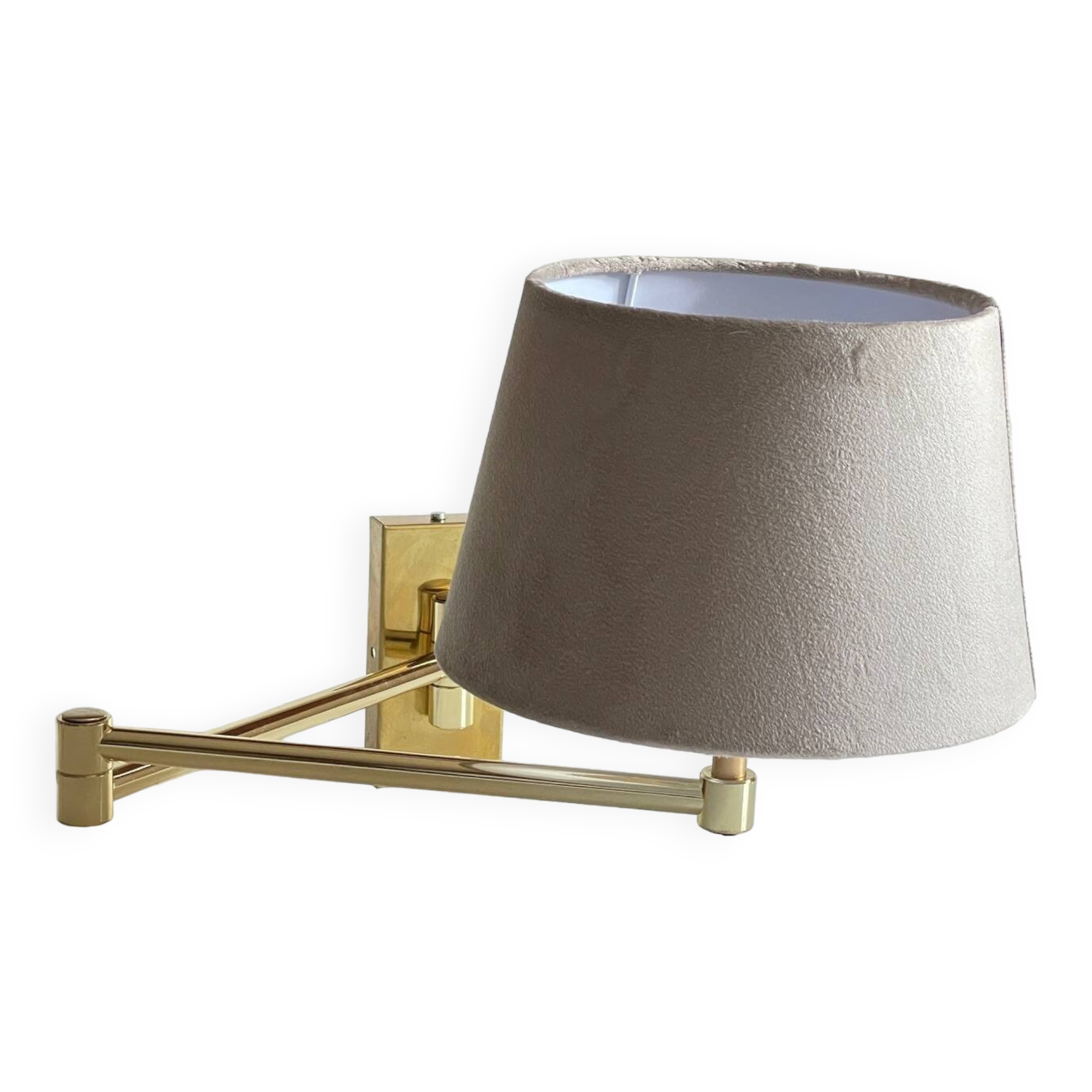 articulated brass and velvet wall light