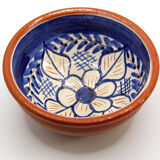 Handmade bowl with flowers in enamelled clay from Portugal