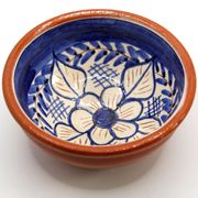Handmade bowl with flowers in enamelled clay from Portugal
