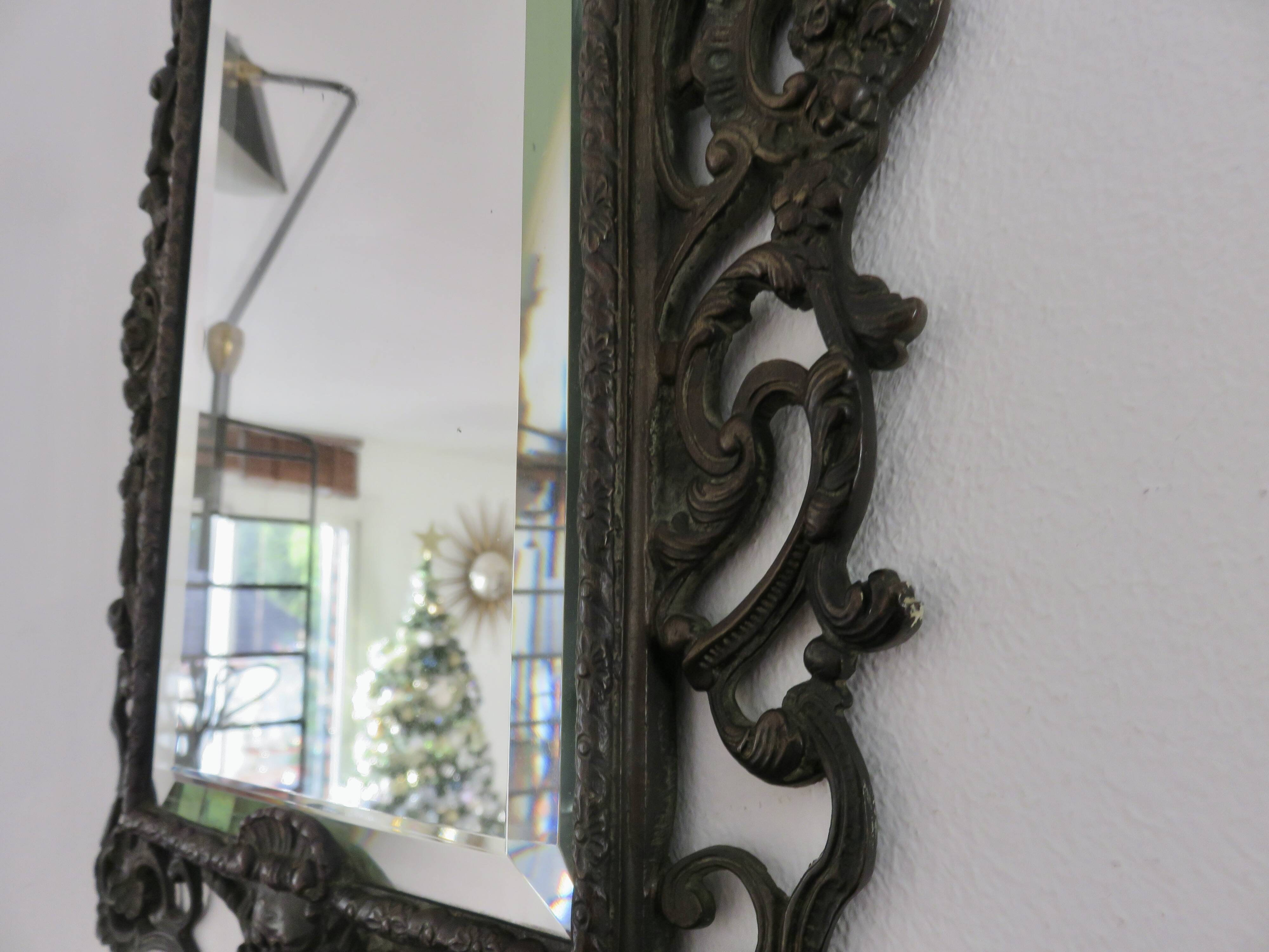 French cast iron mirror "Bacchus" god of wine, 1920s - 1930s