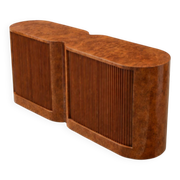 Buffet vintage à portes tambour en loupe de bois
