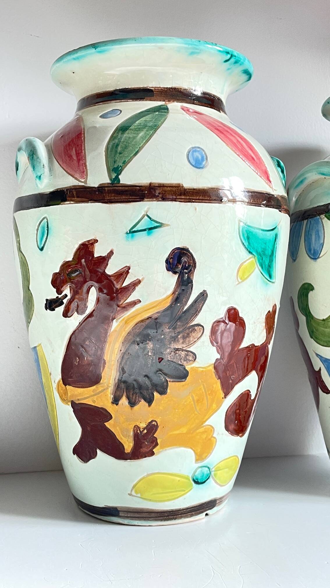 Vases vintage italy motif dragon