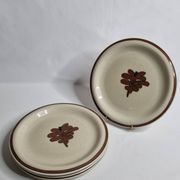 Ensemble de 4 assiettes vintage en grès émaillé décor abstrait "Thomas Germany", 26 cm