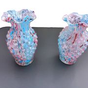 2 anciens vases en verre jaspé, dits style Clichy