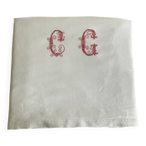 Antique linen, embroidered sheet, monogram CG.