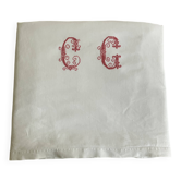 Antique linen, embroidered sheet, monogram CG.
