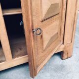 Brutalist Handcrafted Oak 2 Door Cabinet, Belgium, 1950s