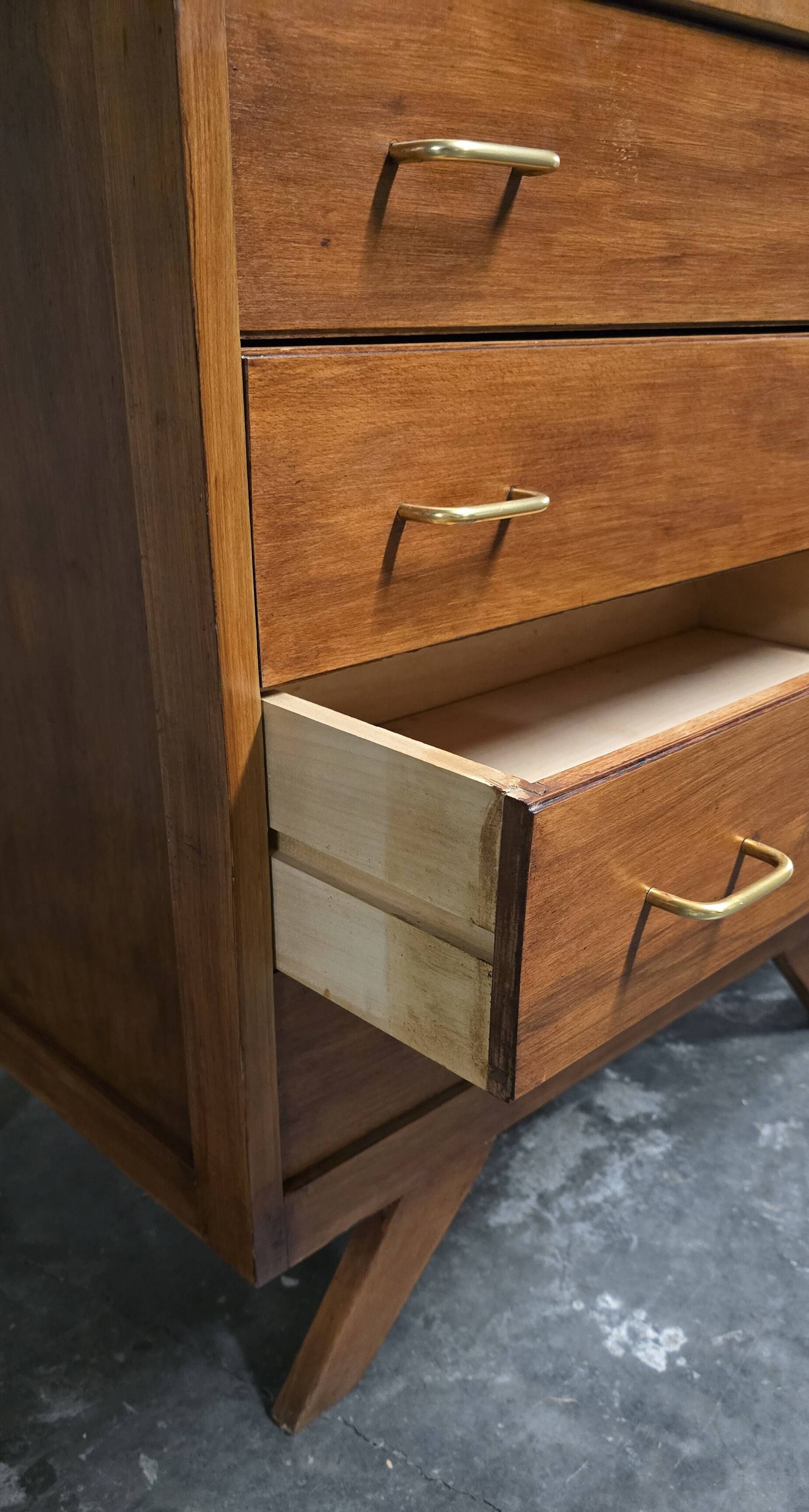 Vintage solid wood chest of drawers – 1950s – tapered legs