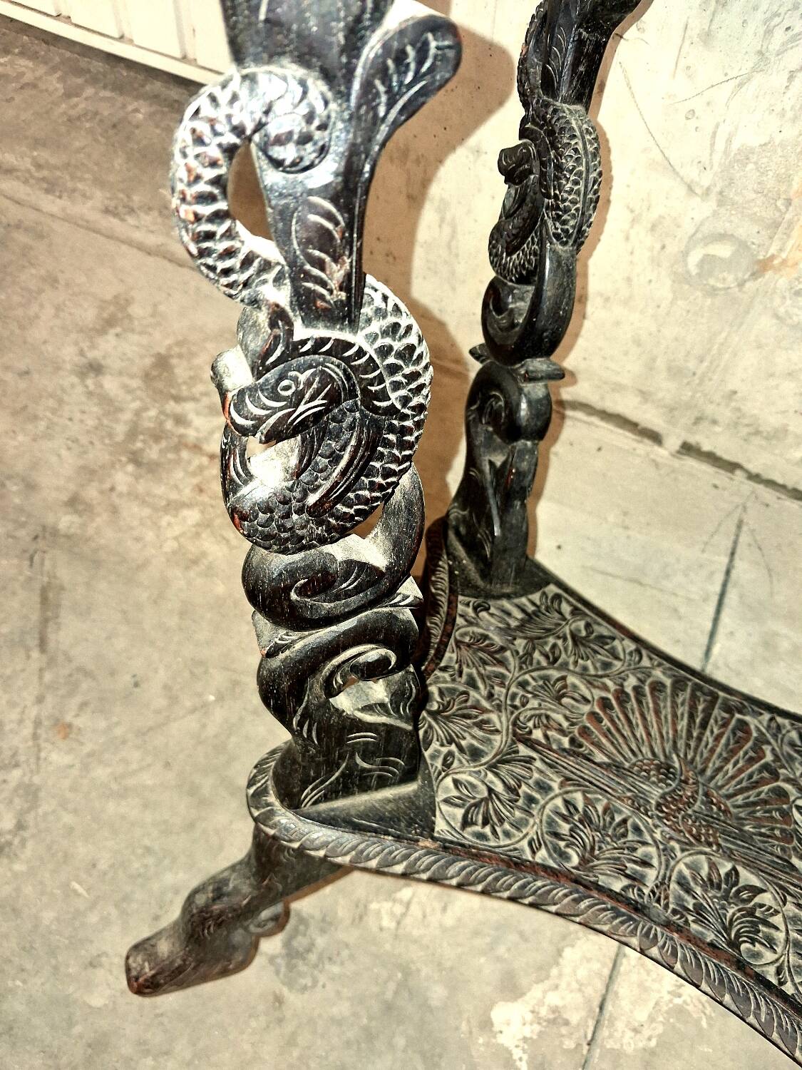 Ethnic carved wooden worker's furniture