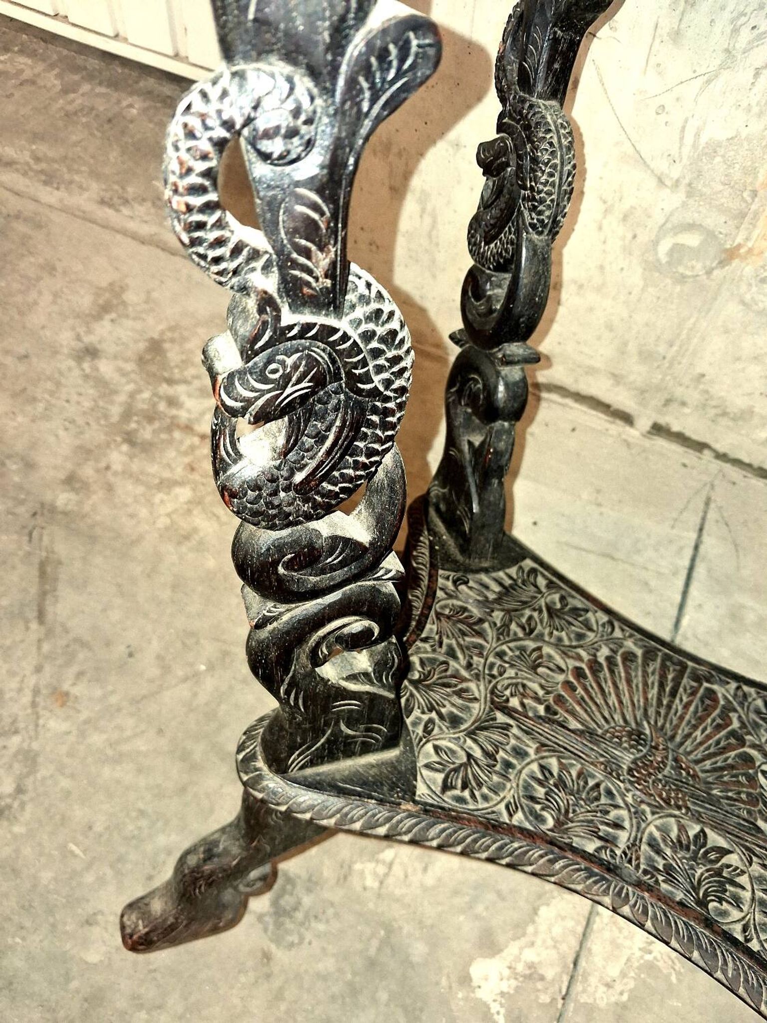 Ethnic carved wooden worker's furniture