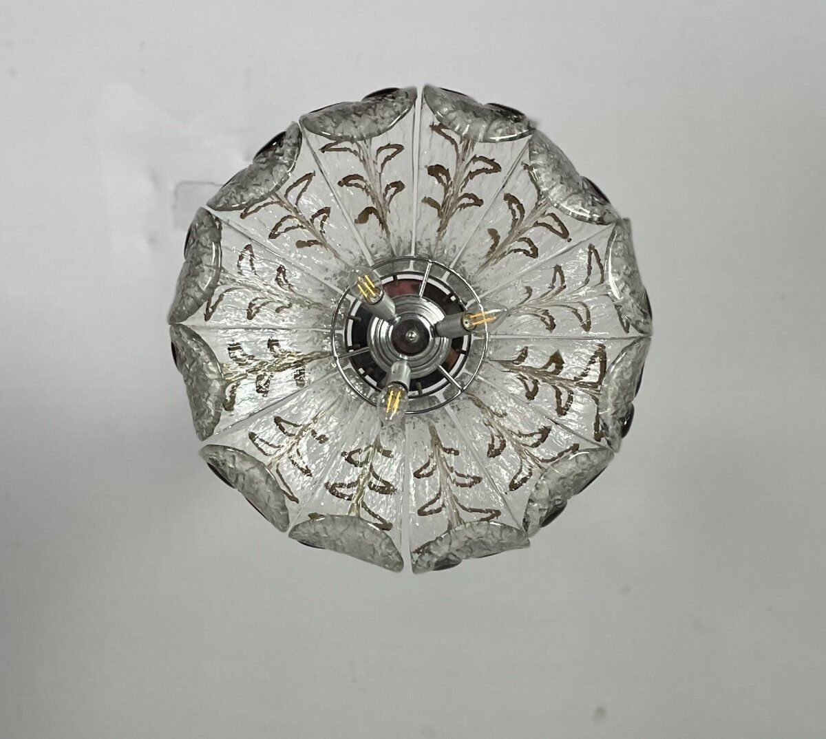 Venetian chandelier in colorless and brown murano glass circa 1970