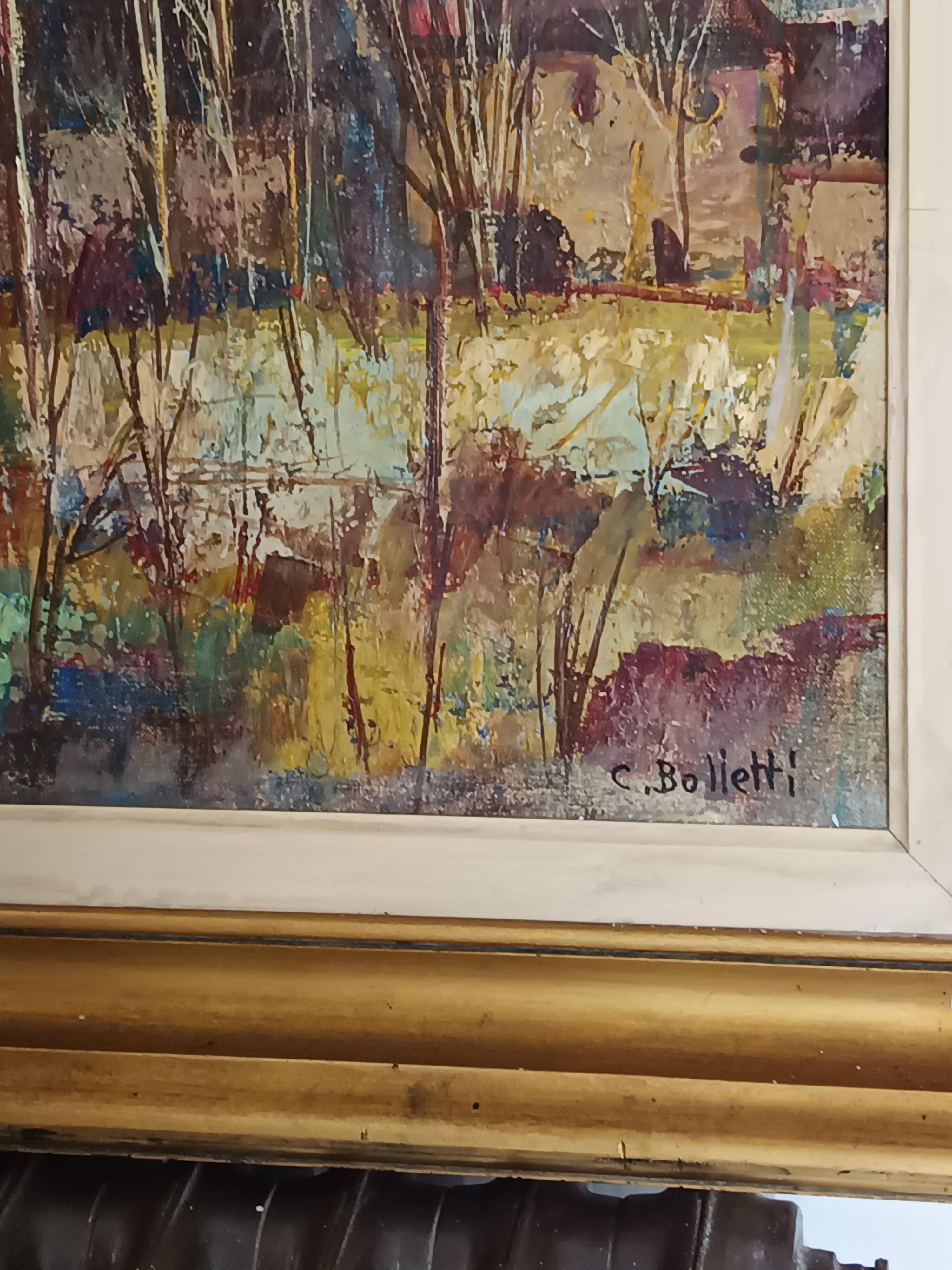 oil on canvas signed César Belotti (1914-1995) village autumn period