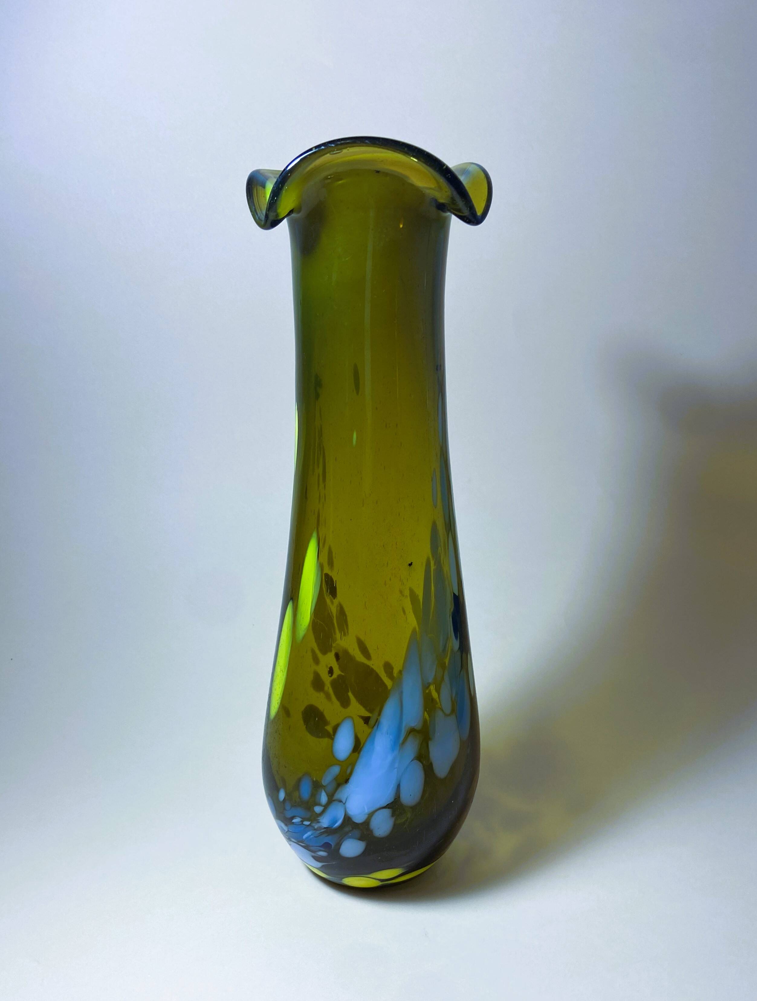 Vintage Modern Glass Vase Budveszel Gyula Hungary 1990s
