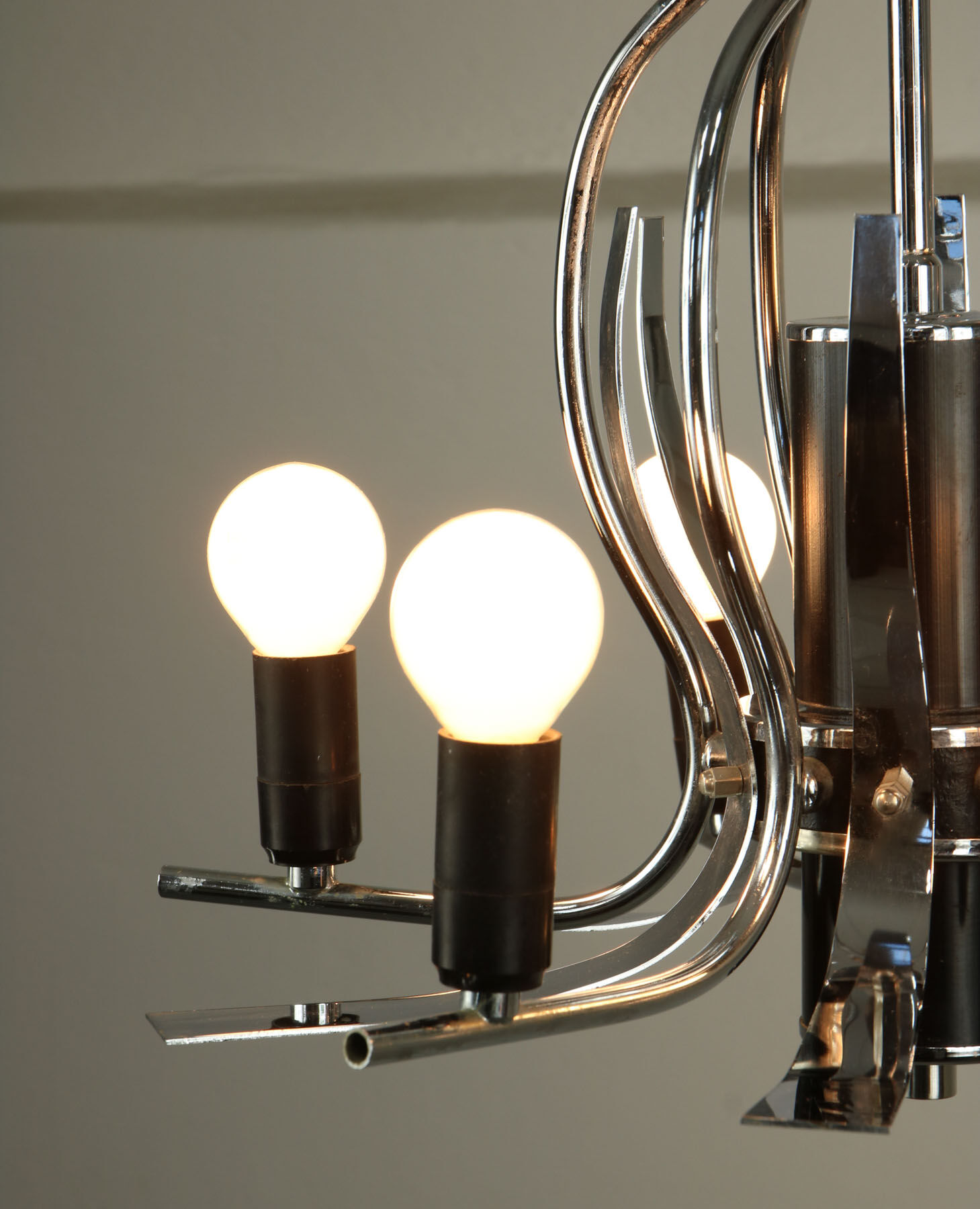 Vintage chrome swan shaped chandelier, 70