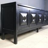 Ebonized wooden brutalist credenza, 1970s