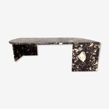 Table basse vintage en marbre noir années 70