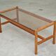 Table basse style chalet bois massif et verre  République Tchèque 1970