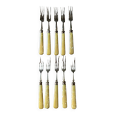 10 antique gold forks for desserts, cheese