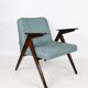 Bunny armchair in blue tweed by Józef Chierowski, 1970s