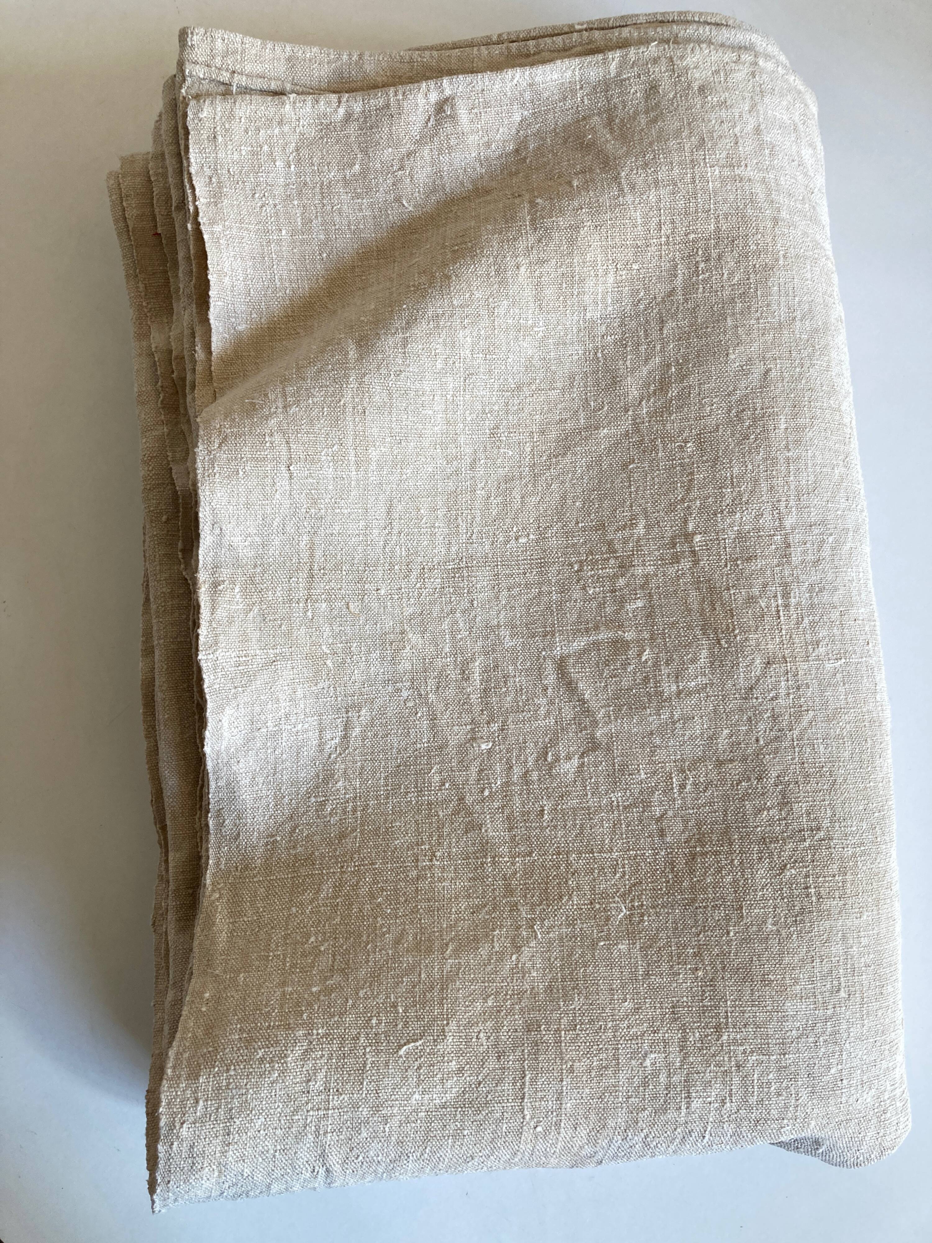 Raw hemp tablecloth 19th trousseau reserve 2m x 2m