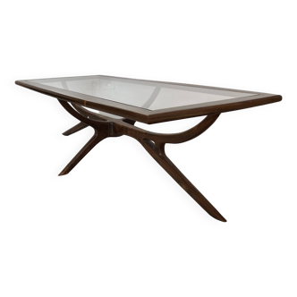 Exotic wood coffee table, Brazilian design from the 1960s (Scapinelli)