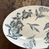 Plat ovale décor fruits en terre de fer de Grigny