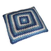 Coussin bleu crochet 1970 seventies