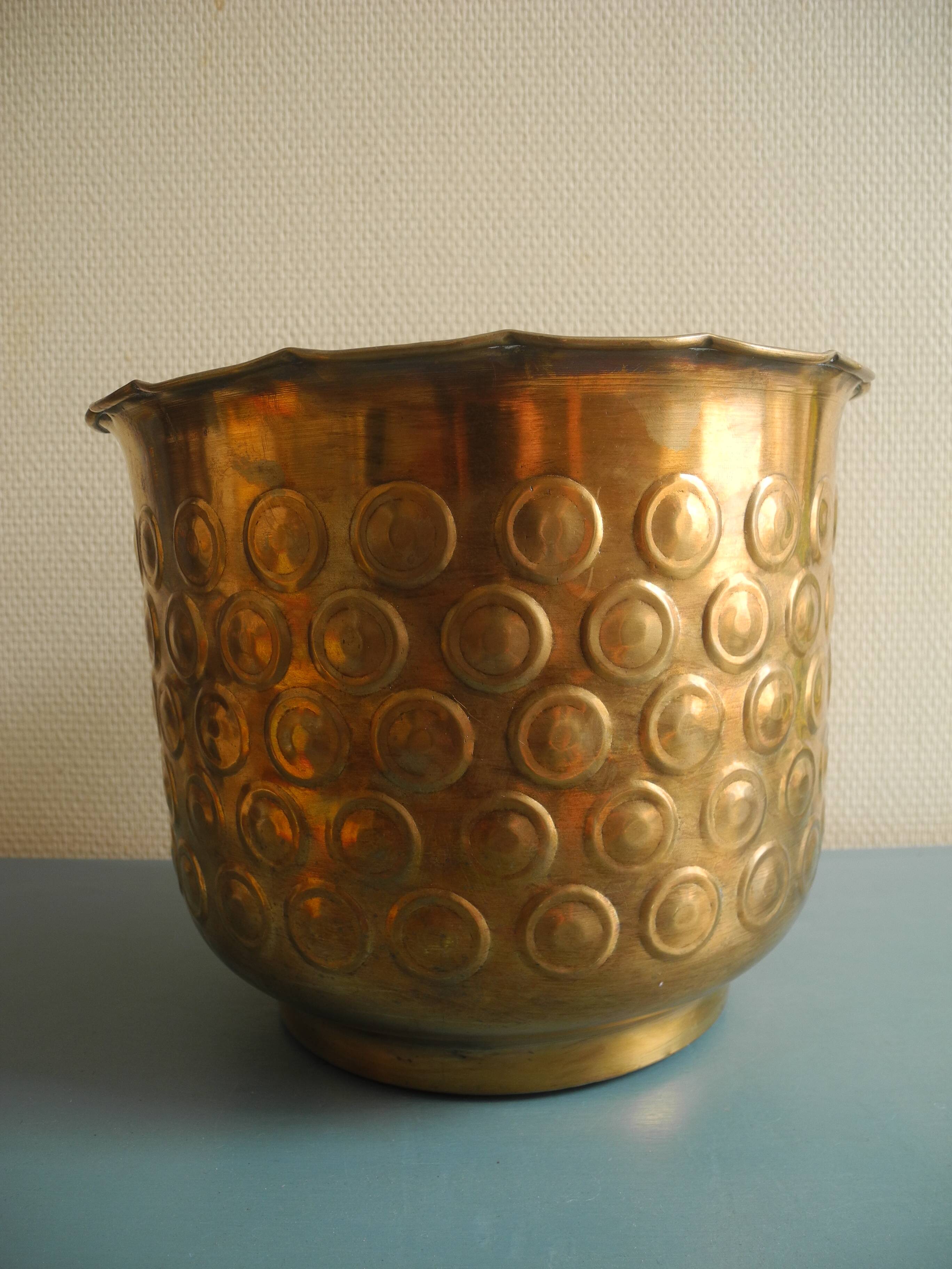 vintage brass flower pot cover