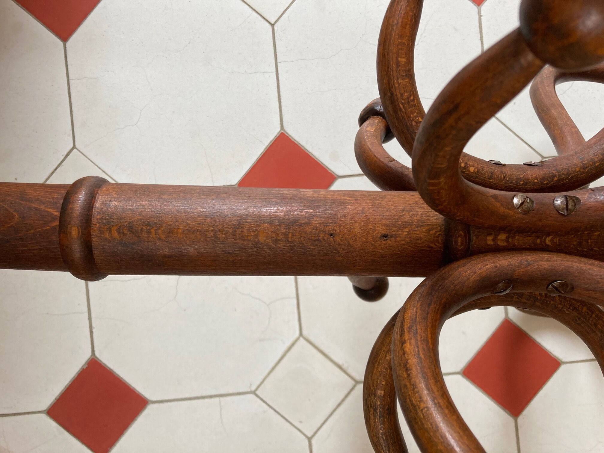 Old curved wood parrot coat rack
