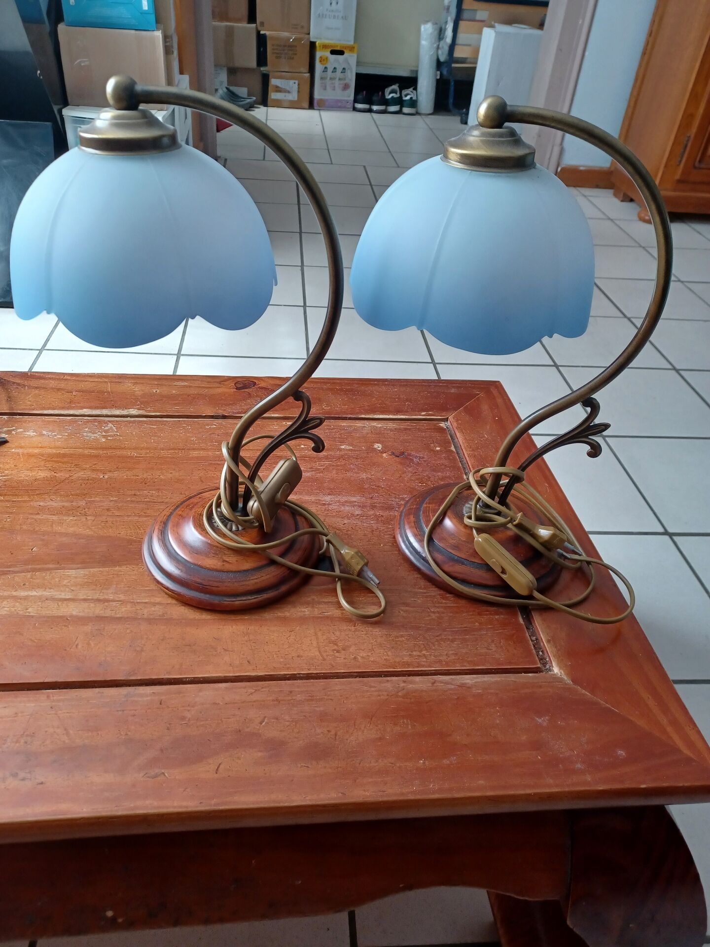 Set of 2 vintage goose neck lamps