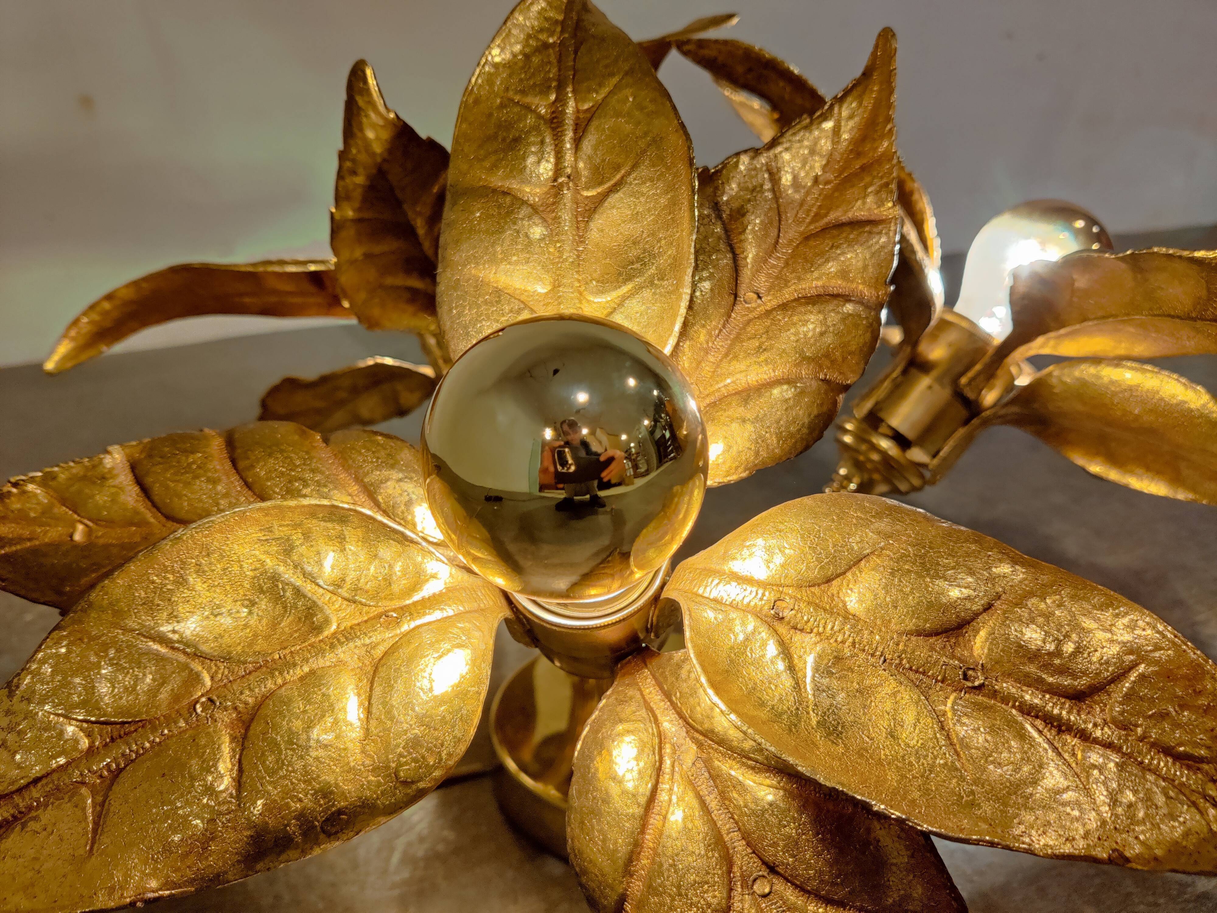 Brass Flower table or ceiling light by Willy Daro, 1970's