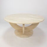 Table basse italienne en travertin, années 1970