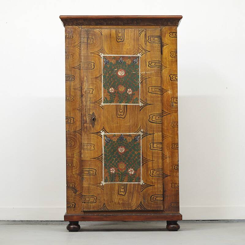 Folk art painted bridal armoire