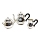3-piece silver and ebony tea set
