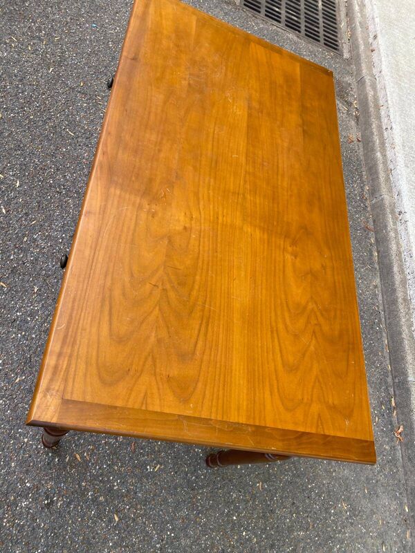 Bureau vintage en bois massif avec secrétaire amovible style colonial 1960