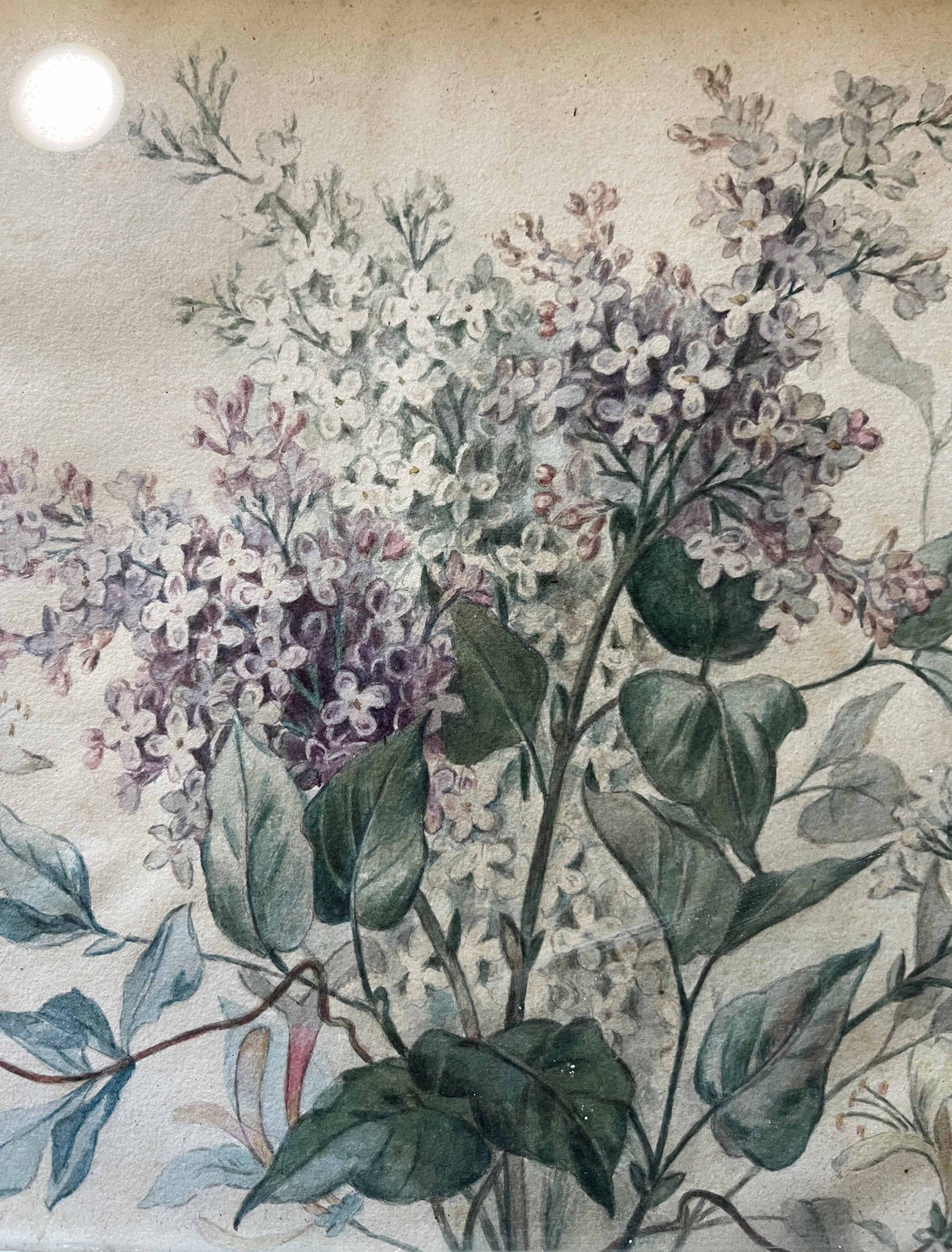 Watercolour painting "Wildflowers" from the early 20th century + frame